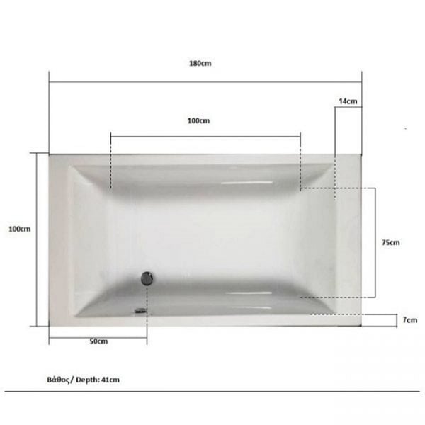 Μπανιέρα Duoline 180x100